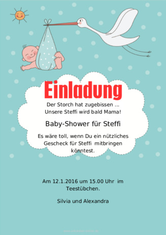 baby shower Mustertext