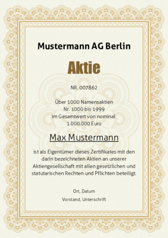 Aktien selbst gestalten und drucken