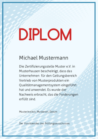 Zertifikat Mustertext