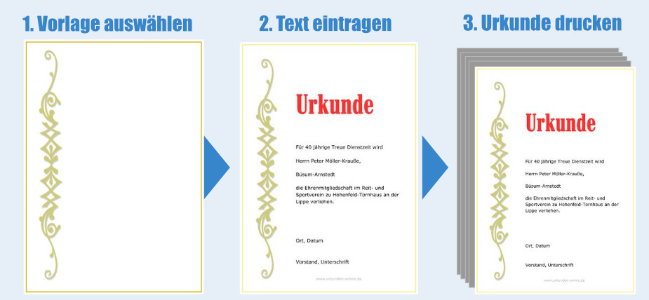 Urkunde in 3 Schritten online gestalten