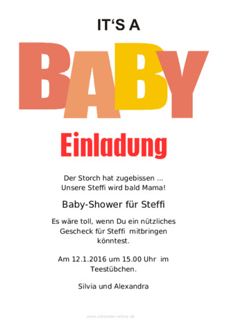 Einladung Zur Babyparty Selbst Gestalten Urkunden Online De