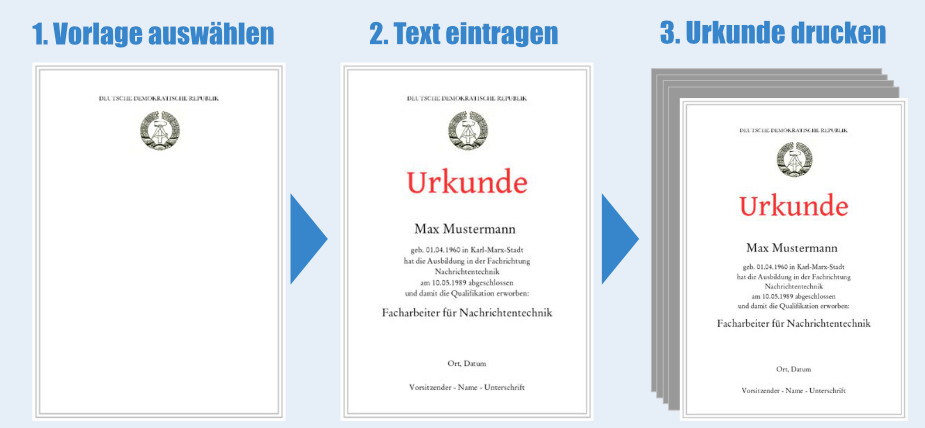 DDR-Urkunden online gestalten und drucken