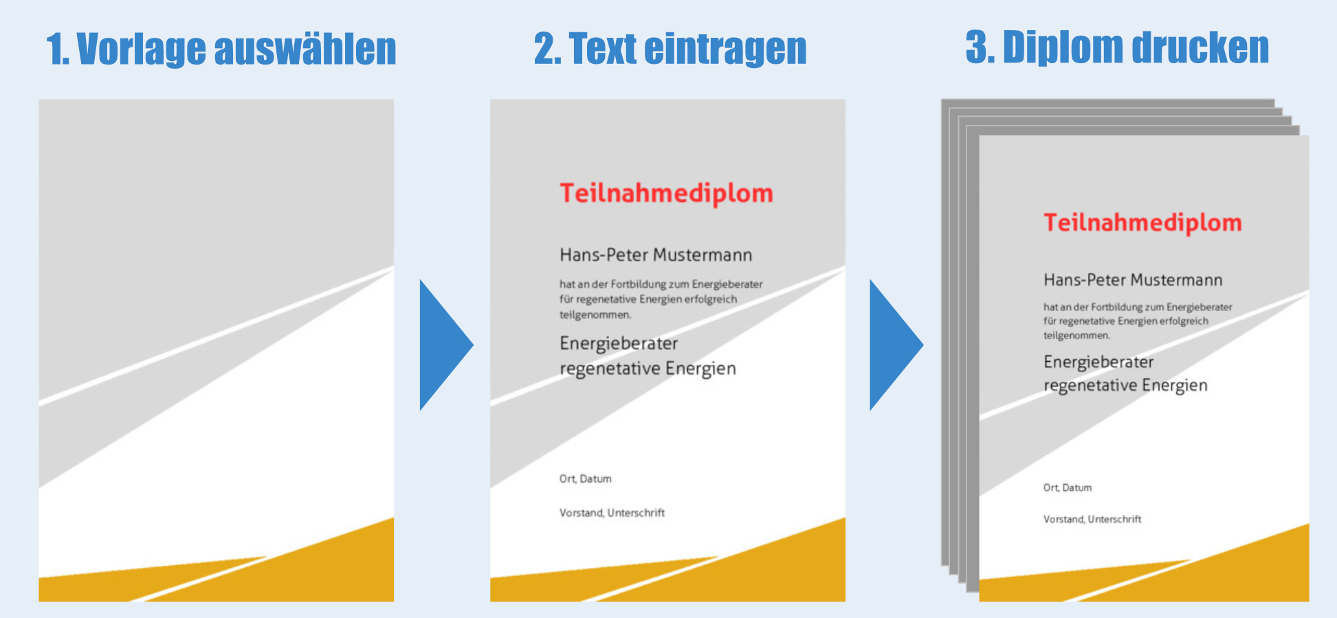 Teilnahme Diplom online gestalten und drucken