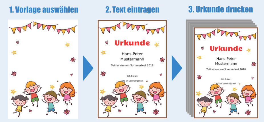 Kinder Urkunden online gestalten und drucken