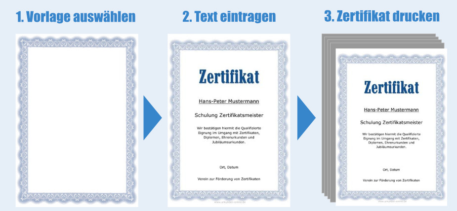 Zertifikate online gestalten und drucken