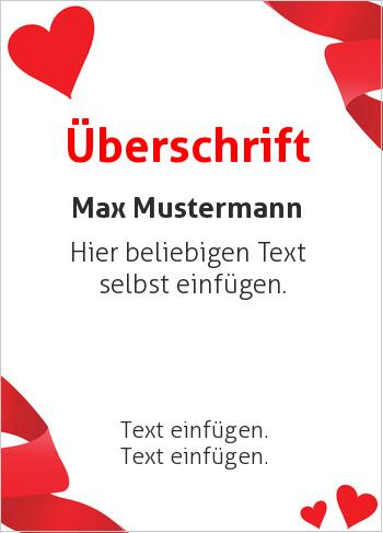 Gutschein, Geschenkgutscheinhier online gestalten Gutschein mit roten Herzen mit Bändern (Gutscheine)