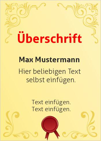 Ehrenurkunde, Urkundehier online gestalten Ehrenurkunde mit Siegel (Vintage)