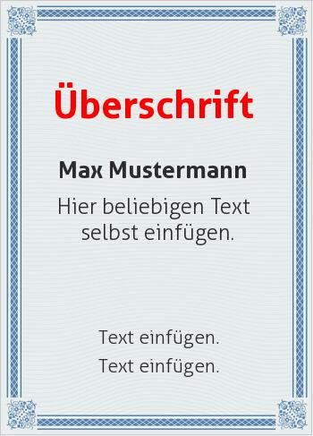 Zertifikate, Diplome, Urkundenhier online gestalten Wertpapier, Rahmen Blau (Diplome und Zertifikate)