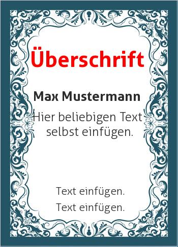 Zertifikate, Diplome, Urkundenhier online gestalten Ornamente Blau (Diplome und Zertifikate)