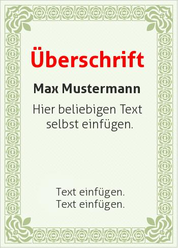 Zertifikate, Diplome, Urkundenhier online gestalten Wertpapier, Rahmen Grün (Diplome und Zertifikate)