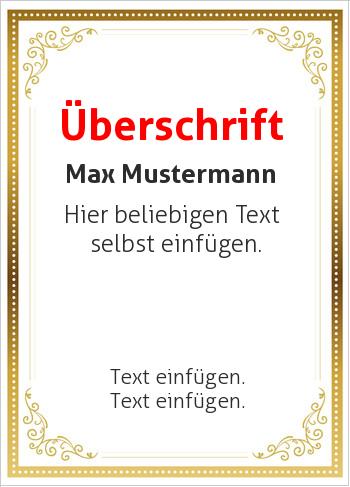 Zertifikate, Diplome, Urkundenhier online gestalten Wertpapier, Rahmen Gold (Diplome und Zertifikate)