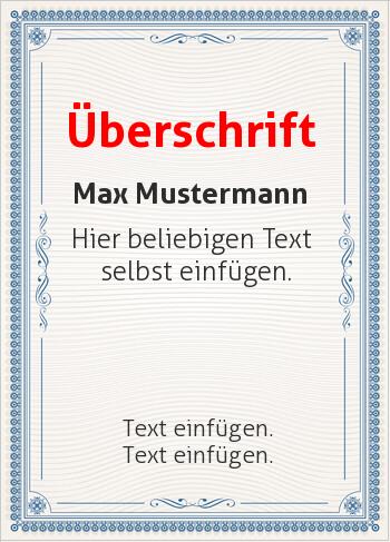 Zertifikate, Diplome, Urkundenhier online gestalten Wertpapier, Rahmen Blau (Diplome und Zertifikate)