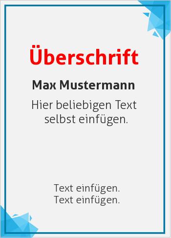 Zertifikate, Diplome, Urkundenhier online gestalten Urkunde, Ecke Blau, Rahmnen Blau (Diplome und Zertifikate)