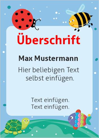 Kinder-Urkunden, Flyerhier online gestalten Kinderurkunde, Blau, Biene (Babys und Kinder)