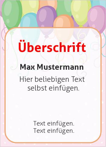 Kinderurkunde, Einladung, Flyerhier online gestalten Kinderurkunde, Ballons mit Rahmen (Babys und Kinder)