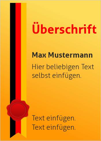 Ehrenurkunde, Vereinsurkunde, Zertifikathier online gestalten Ehrenurkunde Siegel mit Band Schwarz, Rot, Gold (Siegel, Medaillen, Bänder)
