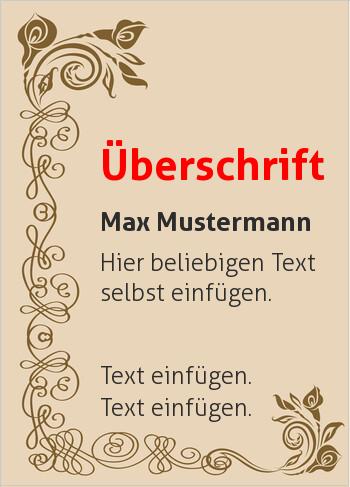 Ehrenurkunde, Vereinsurkunde, Zertifikathier online gestalten Ornamente Floral links, Braun (Vintage)