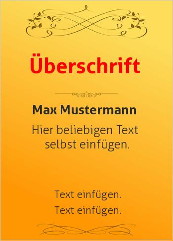 Ehrenurkunde, Vereinsurkunde, Zertifikathier online gestalten Ornamente oben, Gold (Vintage)