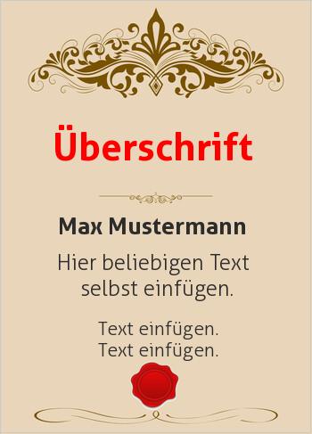 Ehrenurkunde, Vereinsurkunde, Zertifikathier online gestalten Ornamente oben, Siegel, Braun (Vintage)