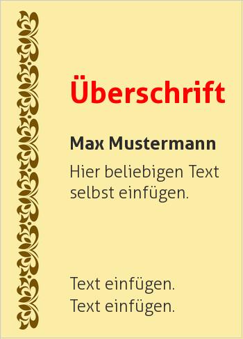 Ehrenurkunde, Vereinsurkunde, Zertifikathier online gestalten Urkunde mit Streifen Floral links, Gelb (Vintage)