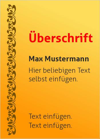 Ehrenurkunde, Vereinsurkunde, Zertifikathier online gestalten Urkunde mit Streifen Floral links, Gold (Vintage)