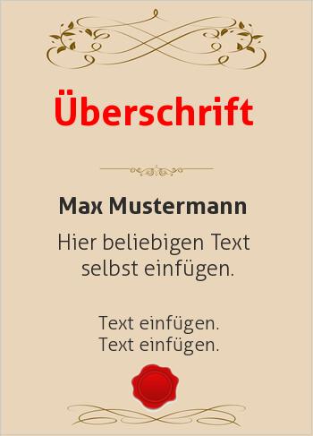 Ehrenurkunde, Vereinsurkunde, Zertifikathier online gestalten Ornamente oben und unten, Siegel, Braun (Vintage)