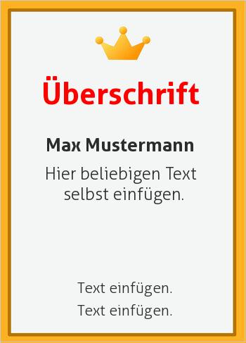 Ehrenurkunde, Vereinsurkunde, Zertifikathier online gestalten Urkunde Krone, Gold (Rahmen und Ornamente)