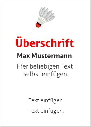Sporturkunde Federballhier online gestalten Federball, Rot (Sport und Spiele)