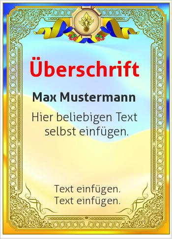 Diplome, Zertifikatehier online gestalten Diplom Gold mit Wappen und Blau (Diplome und Zertifikate)