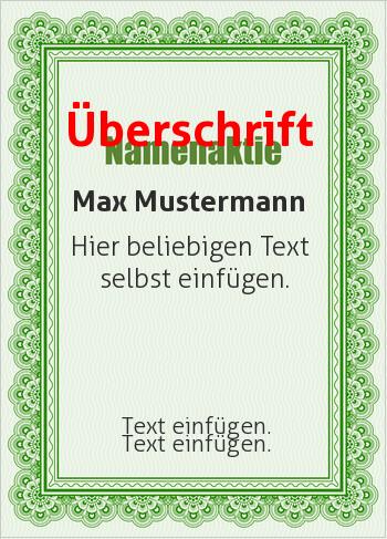 Aktienhier online gestalten Aktie, Namenaktie, GRün (Aktien)
