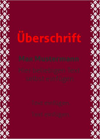 Ehrenurkunde, Vereinsurkunde, Urkundehier online gestalten Ornamente, Hintergrund Rot (Rahmen und Ornamente)