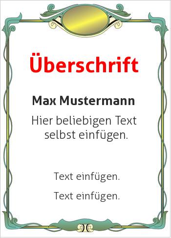Ehrenurkunde, Vereinsurkunde, Urkundehier online gestalten Rahmen Ornament Grün (Rahmen und Ornamente)