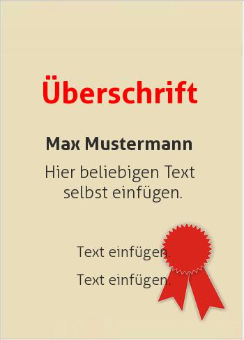 Ehrenurkunde, Vereinsurkunde, Zertifikathier online gestalten Siegel mit Schleife Rot (Siegel, Medaillen, Bänder)