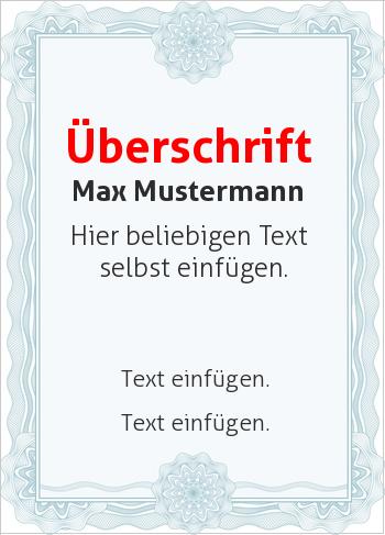 Zertifikate, Diplome, Urkundenhier online gestalten Wertpapier, blau mit Rahmen (Diplome und Zertifikate)