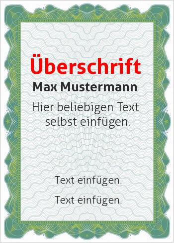 Wertpapier, grüner Rahmen (Diplome und Zertifikate)