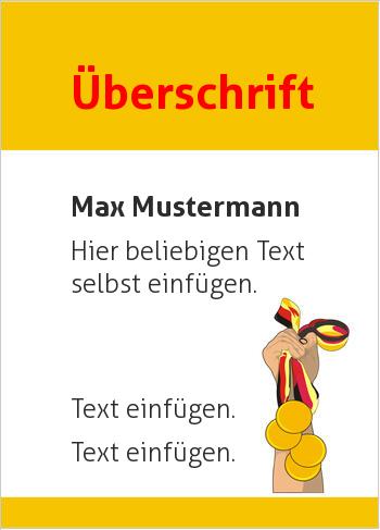 Sporturkunde, Siegerurkunde, Medaillenhier online gestalten Siegerurkunde mit Medaillen (Sport, allgemein)