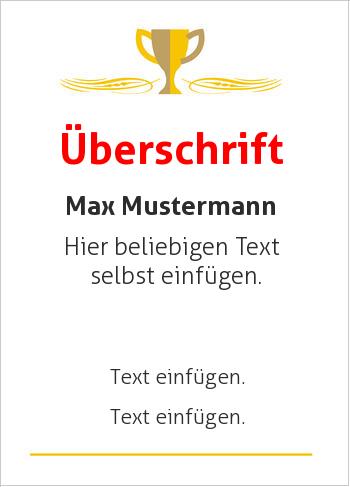 Sporturkunde, Siegerurkunde, Pokalhier online gestalten Siegerurkunde Pokal (Sport, allgemein)