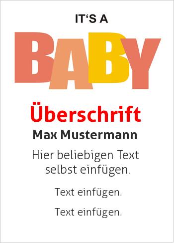 Babyurkunde, Schrift It's a Baby (Babys und Kinder)