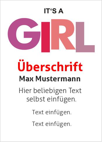 Babyurkunde, Schrift It's a Girl (Babys und Kinder)