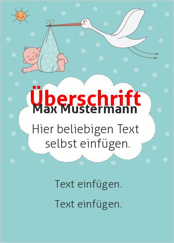 Babyurkunde Storch mit Baby, Blau (Babys und Kinder)