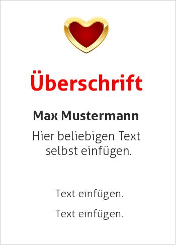 Urkunde, Ehrenurkunde, Freundschaftsurkundehier online gestalten Liebesurkunde rotes Herz mit goldenem Rand (Liebe und Freundschaft)