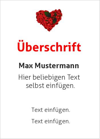 Danke-Urkunde Herz aus roten Rosen (Liebe und Freundschaft)