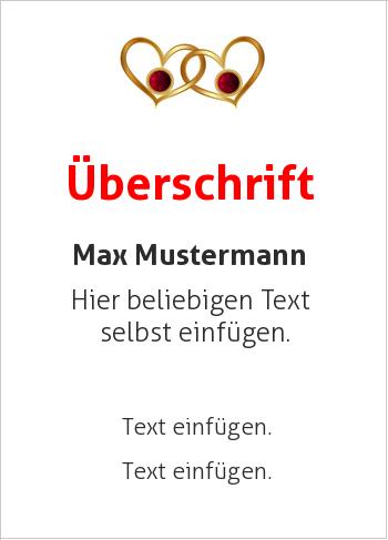 Urkunde, Ehrenurkunde, Freundschaftsurkundehier online gestalten Liebesurkunde zwei goldene Herzen (Liebe und Freundschaft)