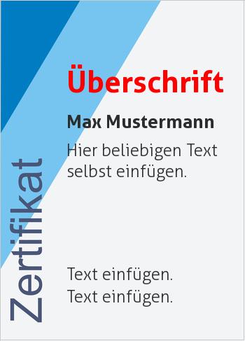 Zertifikat, Streifen Blau mit Schriftzug (Diplome und Zertifikate)