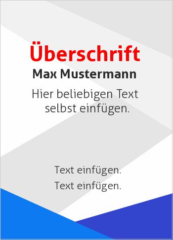 Zertifikate, Diplome, Urkundenhier online gestalten Dreiecke unten Blau, oben Grau (Streifen, Wellen und Banner)