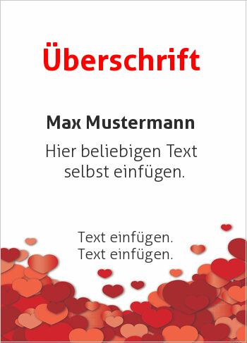 Freundschaftsurkunde, rote Herzen (Liebe und Freundschaft)