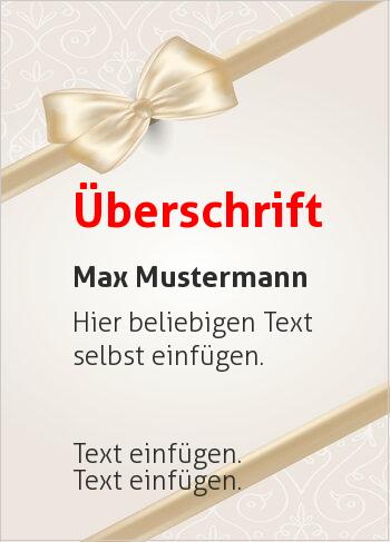 Gutschein, Geschenkgutscheinhier online gestalten Gutscheinvorlage goldene Schleife und Band (Gutscheine)