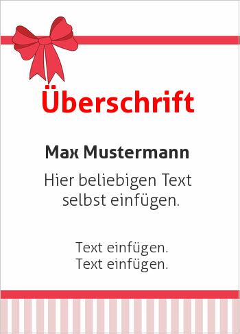 Gutschein, Geschenkgutscheinhier online gestalten Gutschein mit Schleife oben mit Band, Rot (Gutscheine)
