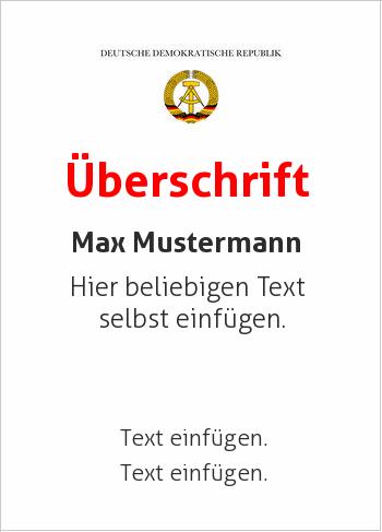 DDR-Zeugnis, DDR-Urkundehier online gestalten DDR-Vorlage mit Wappen oben, Schwarz, Rot, Gold (DDR-Vorlagen)