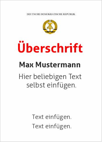 DDR-Zeugnis, DDR-Urkundehier online gestalten DDR-Vorlage mit Wappen in Gold (DDR-Vorlagen)